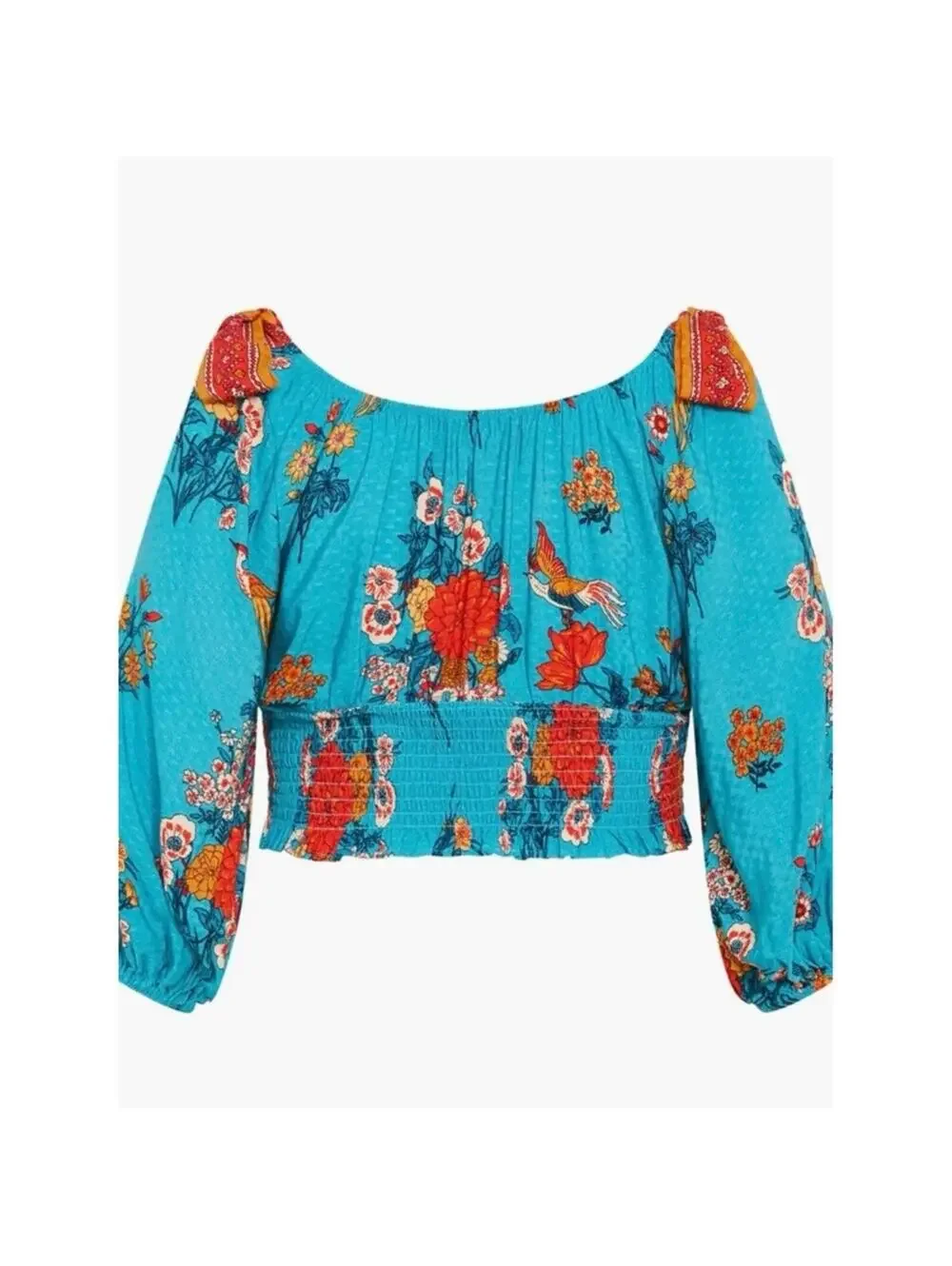 City Chic Venice Floral Print Smocked Waist Crop Top